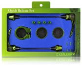 CONJUNTO DE CIERRES ALUMINIO EN VERDE (CAJA) QW10. Cierre tras.170- cierre del.136- cierre sillin 31,8- espaciadores 28,6 (5mm).