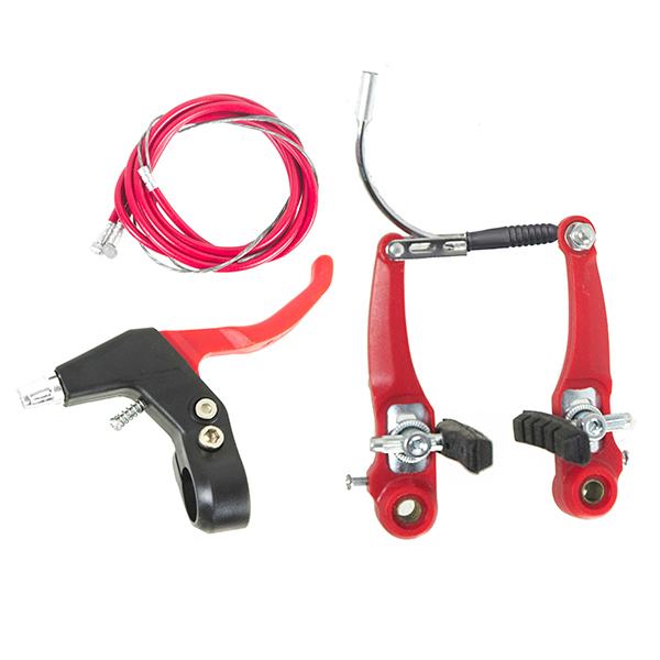 FRENOS V-BRAKE 6PCS C/MANETAS PVC ROJO