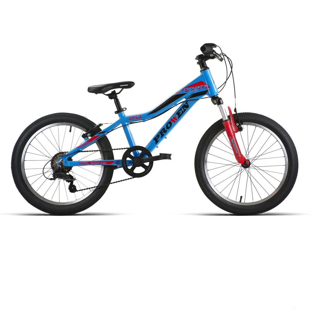 BICI 20" NIÑO ALUM. AZUL/ROJO "PROWEN" 6VEL SUSP DELT 2025