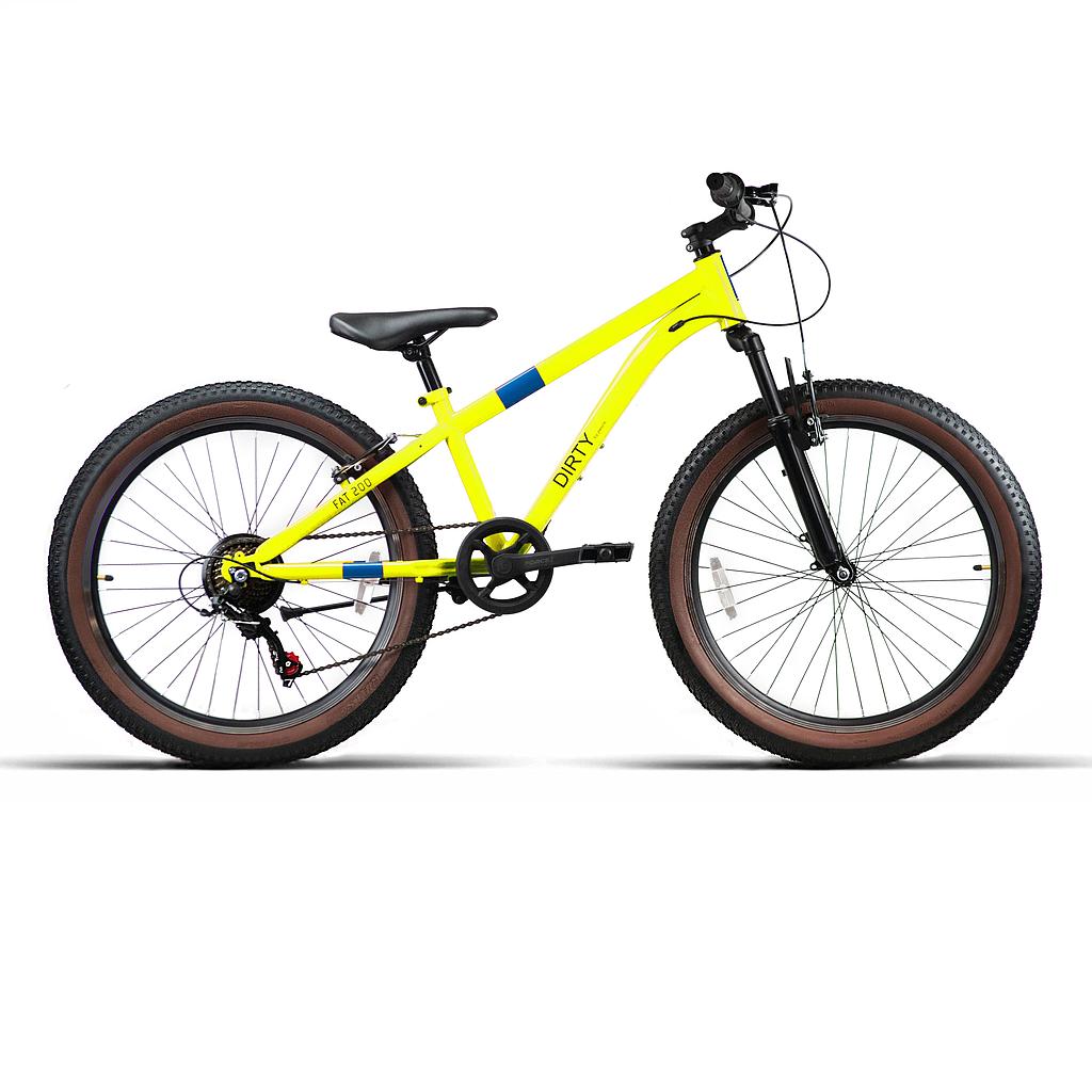 BICI 24" NIÑO ACERO "FAT200" 1x7VEL C/SUSP AMARILLO 2025