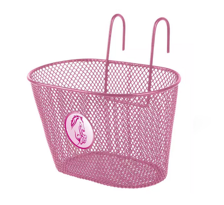 CESTA 16-20" CON GANCHO ROSA "I LOVE MY BIKE" 240x140mm