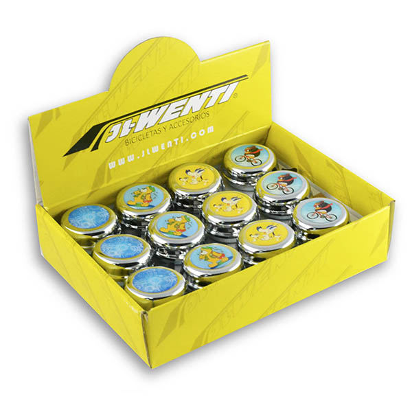 CAJA 12 PIEZAS TIMBRES METALICOS CROMADOS, MUÑECOS