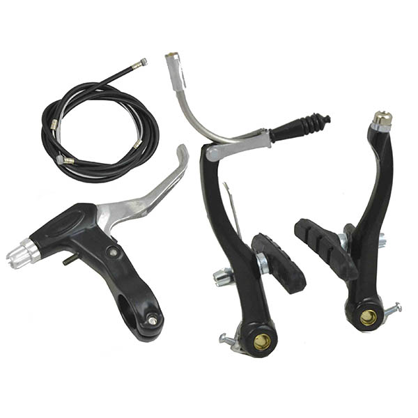 FRENOS V-BRAKE 6PCS C/MANETAS ALUMINIO EN NEGRO 