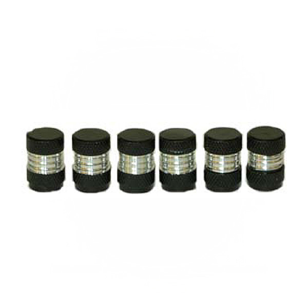 TAPONES VALVULA ALUMINIO NEGRO/PLATA 6/PCS.KWX-2-12