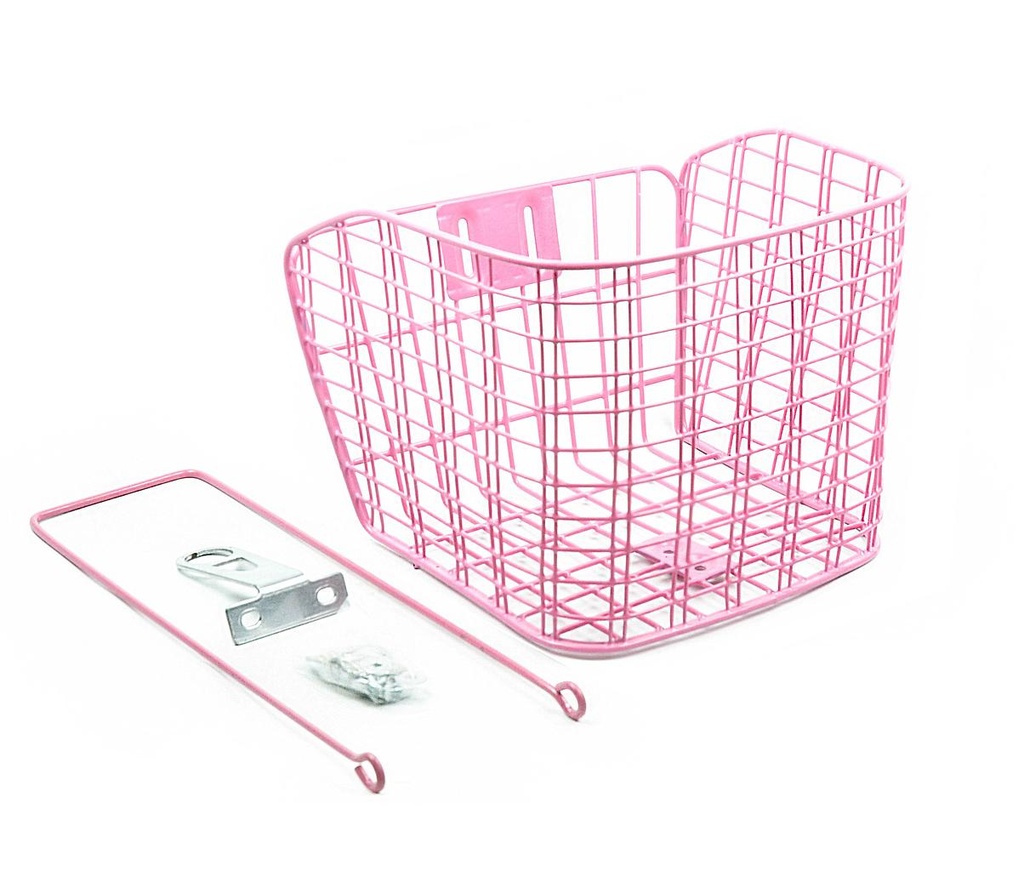 CESTO BICI 20" ROSA CON VARILLA 300x220mm