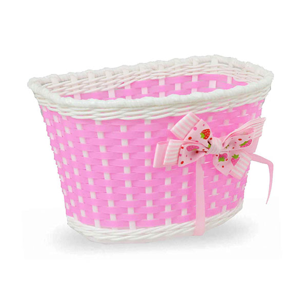 CESTA 16" PLASTICO ROSA/BLANCO LAZO 240X140MM