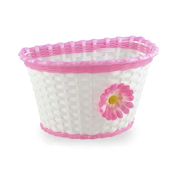 CESTO 16" PLASTICO BLANCO/ROSA FLOR 240x150mm