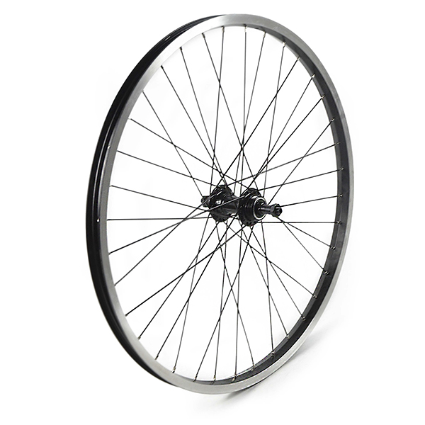 RUEDA TRASERA 24" NEGRA, PIÑON ROSCA, BUJE ALUMINIO 36H C/CIERRE