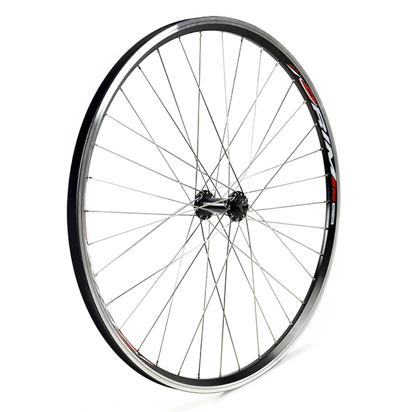 RUEDA DELANTERA 26" NEGRA PARA V-BRAKE, RADIO PLATA 