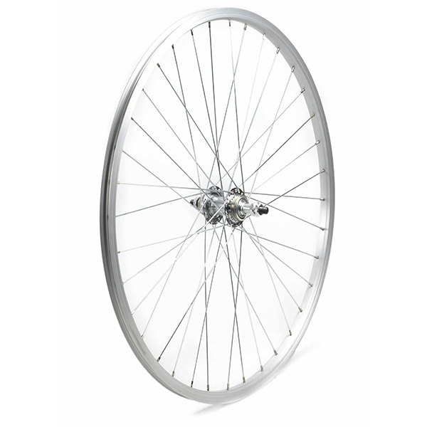 RUEDA TRASERA 28X1.75" PLATA,1 VEL TUERCA, 36 H,A/V BUJE ACERO