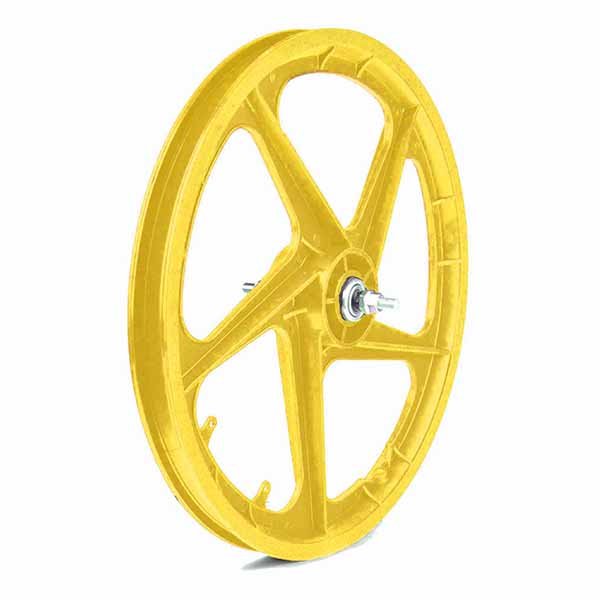 RUEDA DELANTERA PLASTICO BMX, COLOR AMARILLO