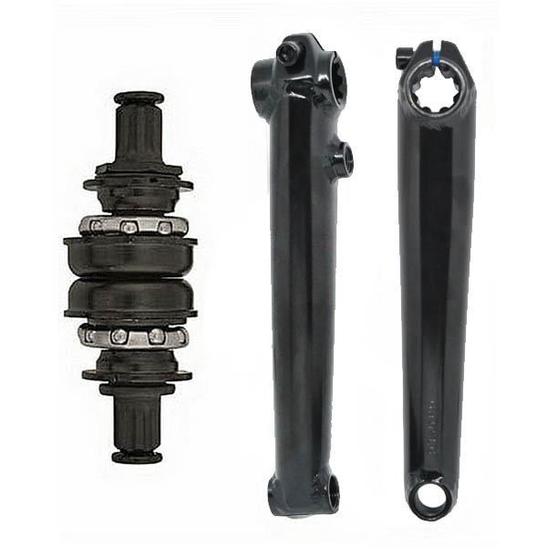 EJE PEDALIER Y BIELAS TIPO AMERICANO CR-MO NEGRO 175mm 9/16"