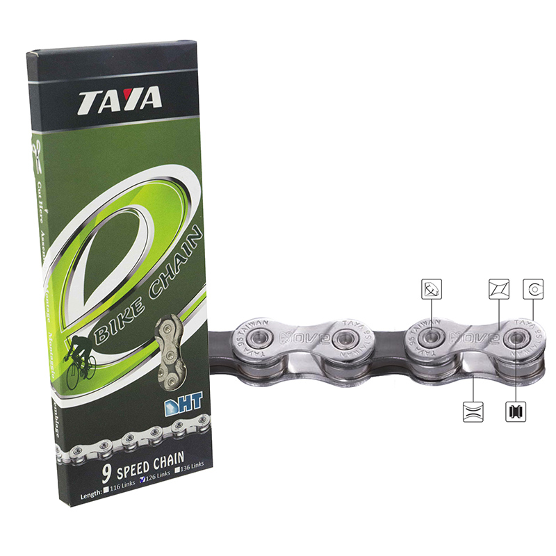 CADENA 9 VEL E-BIKE 1/2"X5/64"" 126L PLATA/NEGRO