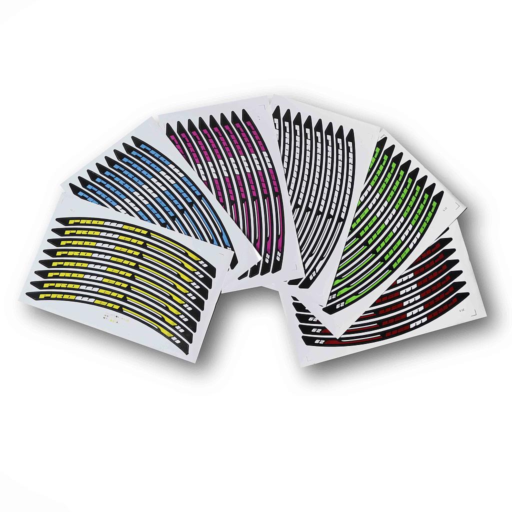 PEGATINAS LLANTA 27,5" 8PCS VARIOS COLORES "PROWEN"