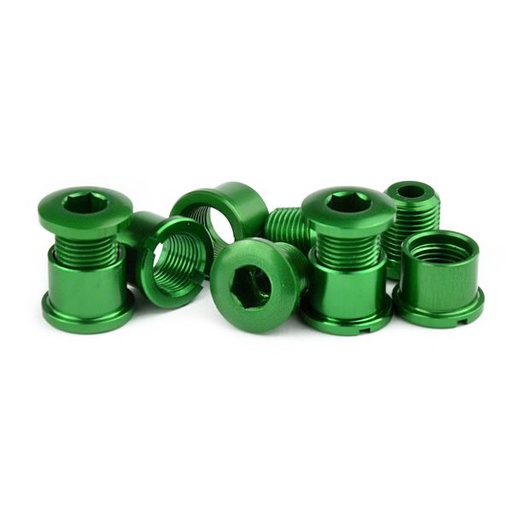 [38803] TORNILLOS PLATO ALUMINIO COLOR VERDE 3VEL, 5 PIEZAS
