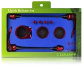 [38837] CONJUNTO DE CIERRES ALUMINIO EN ROJO (CAJA) QW10. Cierre tras.170- cierre del.136- cierre sillin 31,8- espaciadores 28,6 (5mm).