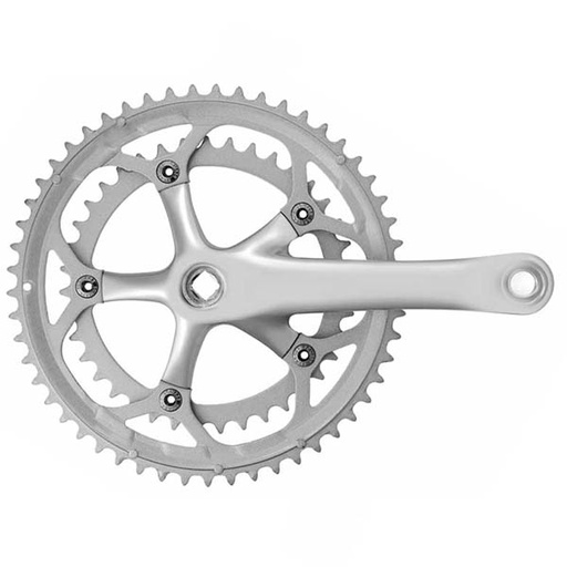 [80054] JGO.BIELAS CARRETERA 170MM 42/52 ALUMINIO/ACERO PLATA