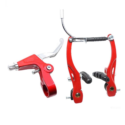 [80239] FRENOS V-BRAKE 6PCS C/MANETAS ALUMINIO ROJO QW