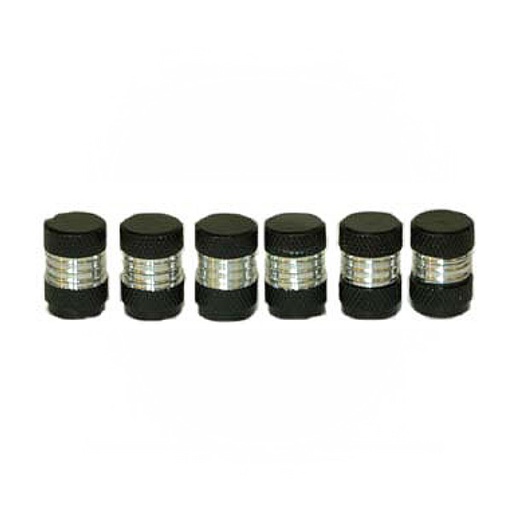 [80507] TAPONES VALVULA ALUMINIO NEGRO/PLATA 6/PCS.KWX-2-12