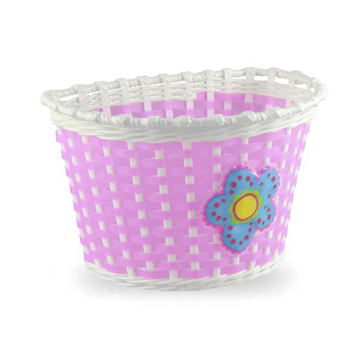 [80578] CESTA 16" PLASTICO ROSA FLORES 240x150mm