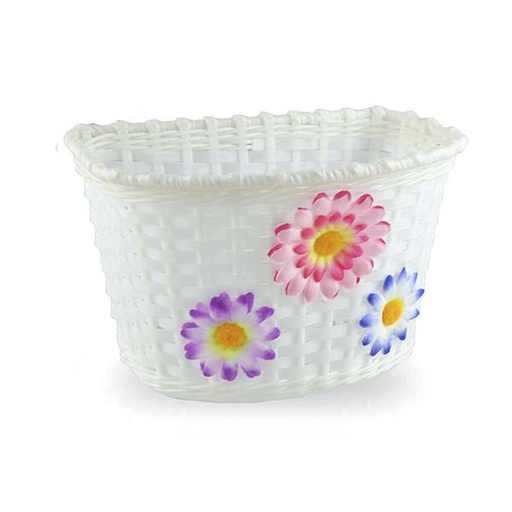 [80579] CESTO 16" PLASTICO BLANCO FLORES 240x150mm