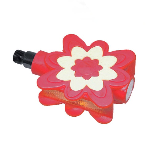 [80954] PEDALES TIPO FLOR EN ROJO CON ROSCA 9/16" QW