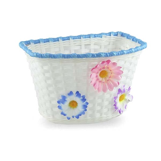 [93688] CESTA 16" PLASTICO BLANCO/AZUL FLORES 240x150mm