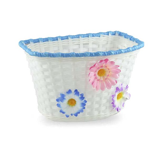 [93688] CESTA 16" PLASTICO BLANCO/AZUL FLORES 240x150mm