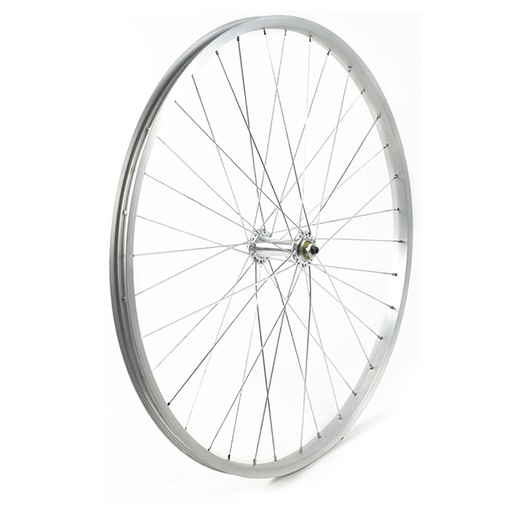 [17815D] RUEDA DELANTERA 26" PLATA, BUJE ALUMINIO, 36H C/CIERRE