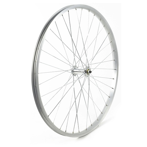 [17815D] RUEDA DELANTERA 26" PLATA, BUJE ALUMINIO, 36H C/CIERRE