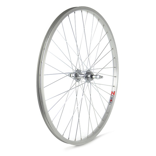 [15816T] RUEDA TRASERA 26" PLATA, PIÑON ROSCA, TUERCA, 36H 