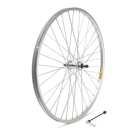 [15818T] RUEDA TRASERA 700x28-38" PLATA C/CIERRE 36 H, BUJE ALUM ROSCA