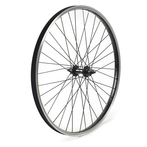 [17822D] RUEDA DELANTERA 24" NEGRA, CON TUERCA, 36 H