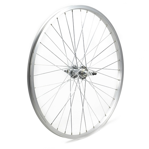 [17825T] RUEDA TRASERA 26" PLATA, CON TUERCA, 6-7 VEL., 36 H