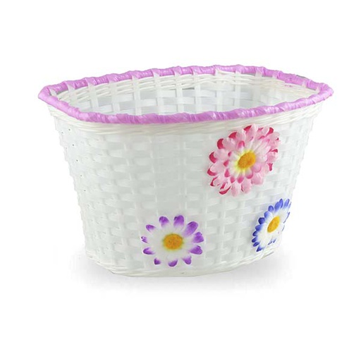 [93970] CESTA 20" PLASTICO BLANCO/ROSA FLORES 270x170mm