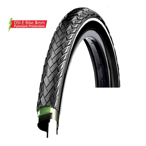 [33063] CUBIERTA 26 X 1.75 NEGRA "DSI" SRI-114 ANTIPINCHAZOS 3MM REFLEC.