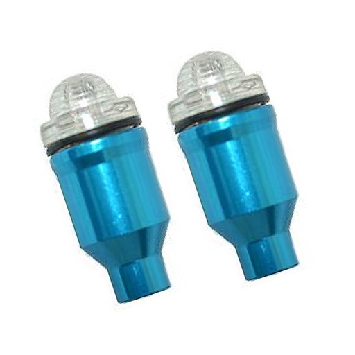 [38190] PAR TAPONES VALVULA DE ALUMINIO AZUL CON LUZ 
