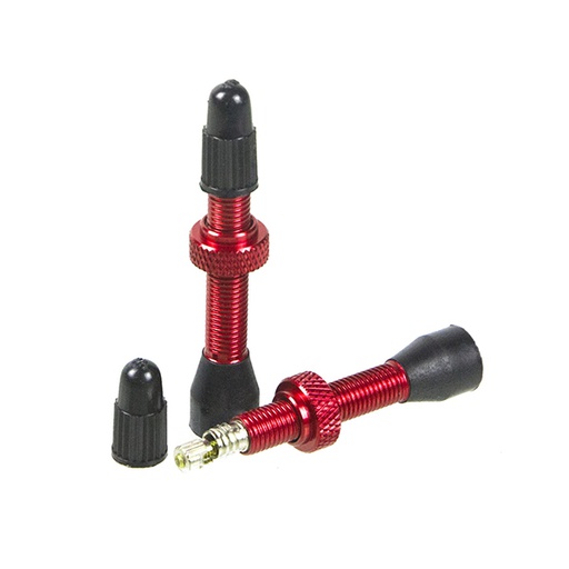 [22177B] VALVULAS ALUMINIO F/V 39MM (PAR) COLOR ROJO