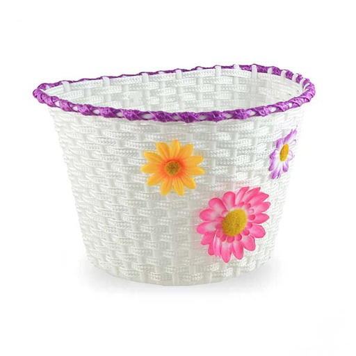 [38273] CESTA 20/24" PLASTICO ROSA/BLCO FLORES 280x180mm