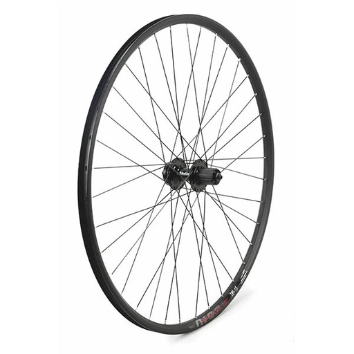 [15883C] RUEDA TRASERA 29" NEGRA DISCO 6T 36H INOX CASSETTE 8-9VEL