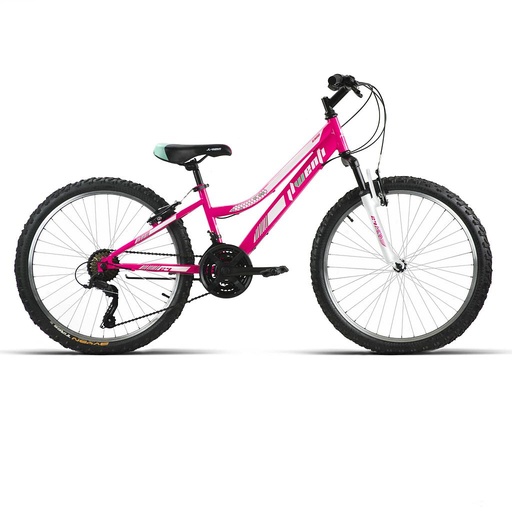 [37221] BICI 24" NIÑA ACERO C/SUSP ROSA 1x7 SHIMANO