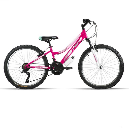 [37235] BICI 26" MUJER ACERO C/SUSP ROSA 1x7 SHIMANO