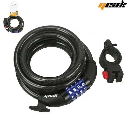 [87119] CANDADO ESPIRAL NEGRO 12X180 COMBINACION "GEAK" 