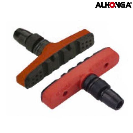 [38396] PAR ZAPATAS V-BRAKE "ALHONGA" ROJO/NEGRO (2 PIEZAS) BLISTER